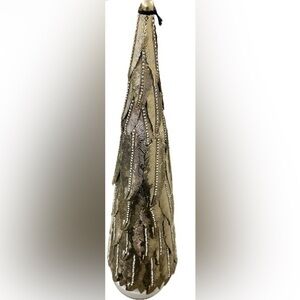 Rachel Zoe Stunnin Jeweled Feather Crystal Glass Marble Gold Christmas Tree RARE